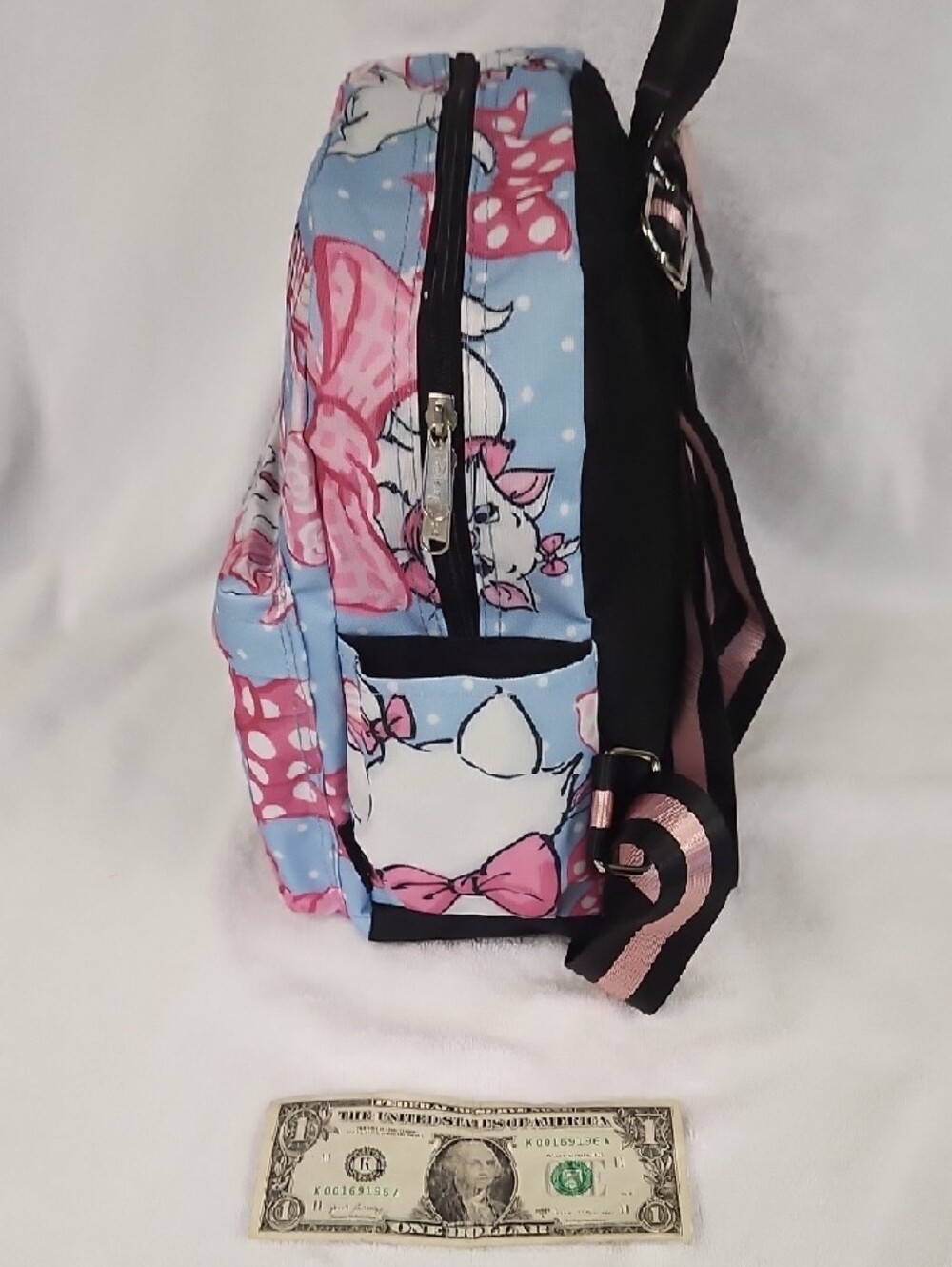 Disney Kids Backpack Pink and Light Blue Marie Cat Design - Picture 5 of 8